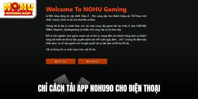 Chỉ cách tải app NOHU90 cho điện thoại